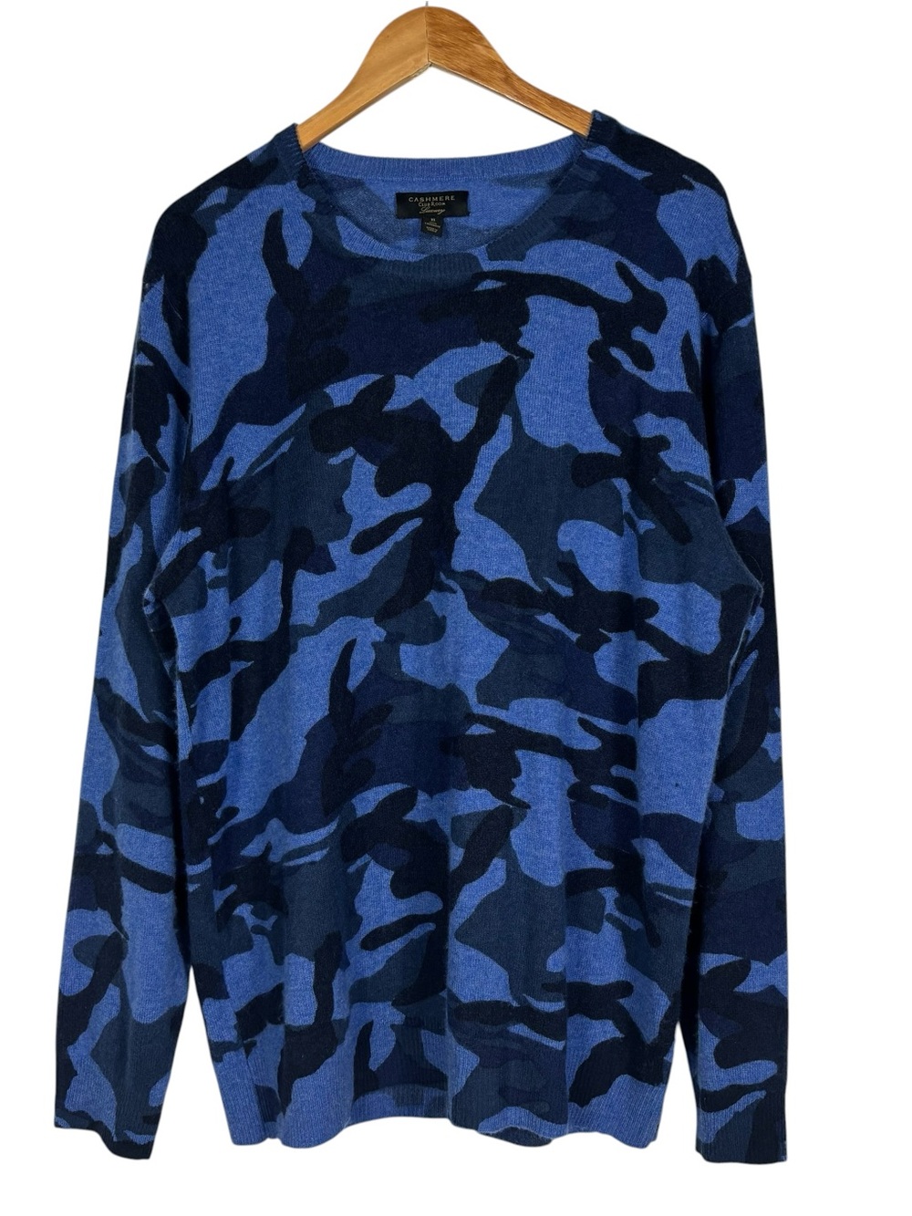 Club Room Luxury Men's Blue Camouflage Cashmere Sweater Size XL Streetwear